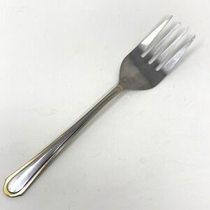 Hampton Silversmiths HSV198 Stainless 4-Tine Cold Meat Serving Fork 9" Gold Trim